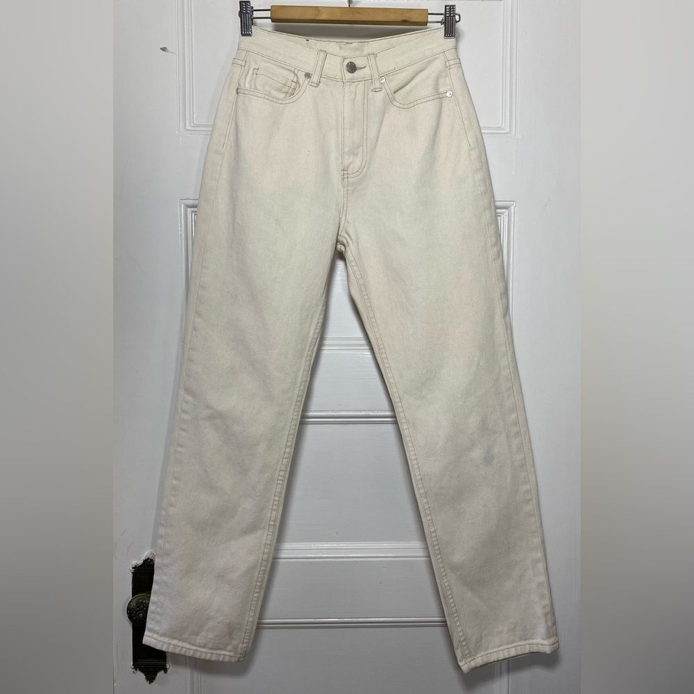 UNIF High Rise Straight Leg 5-Pocket Jeans in Ivory Neutral Size 26